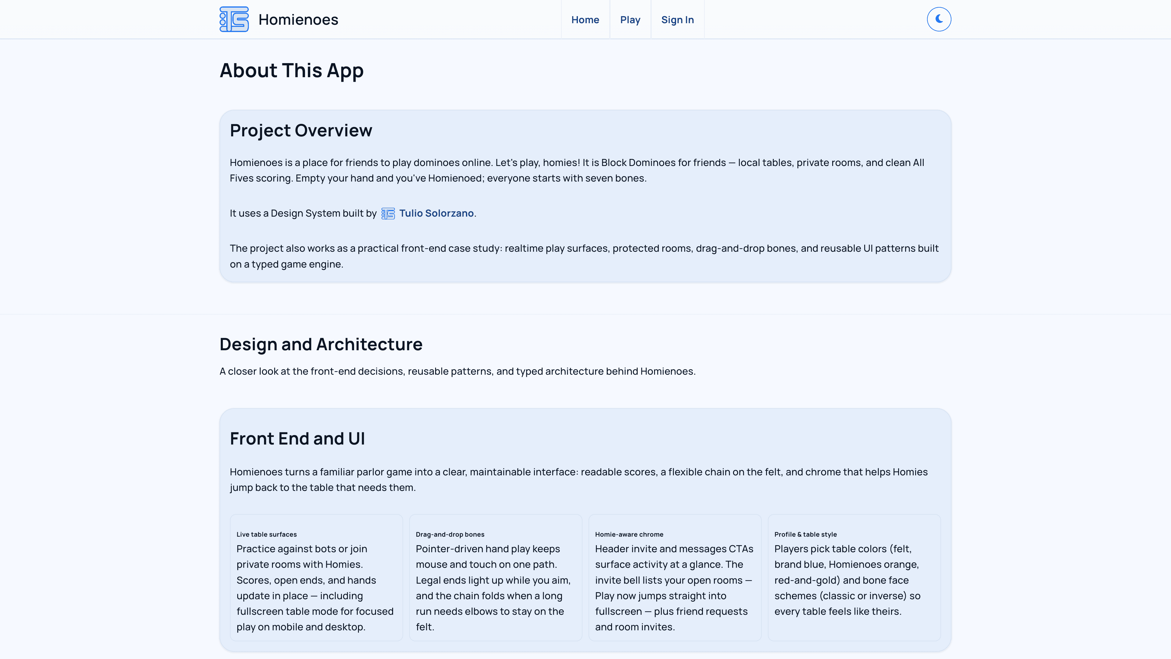 Homienoes about — project overview and front-end case study
