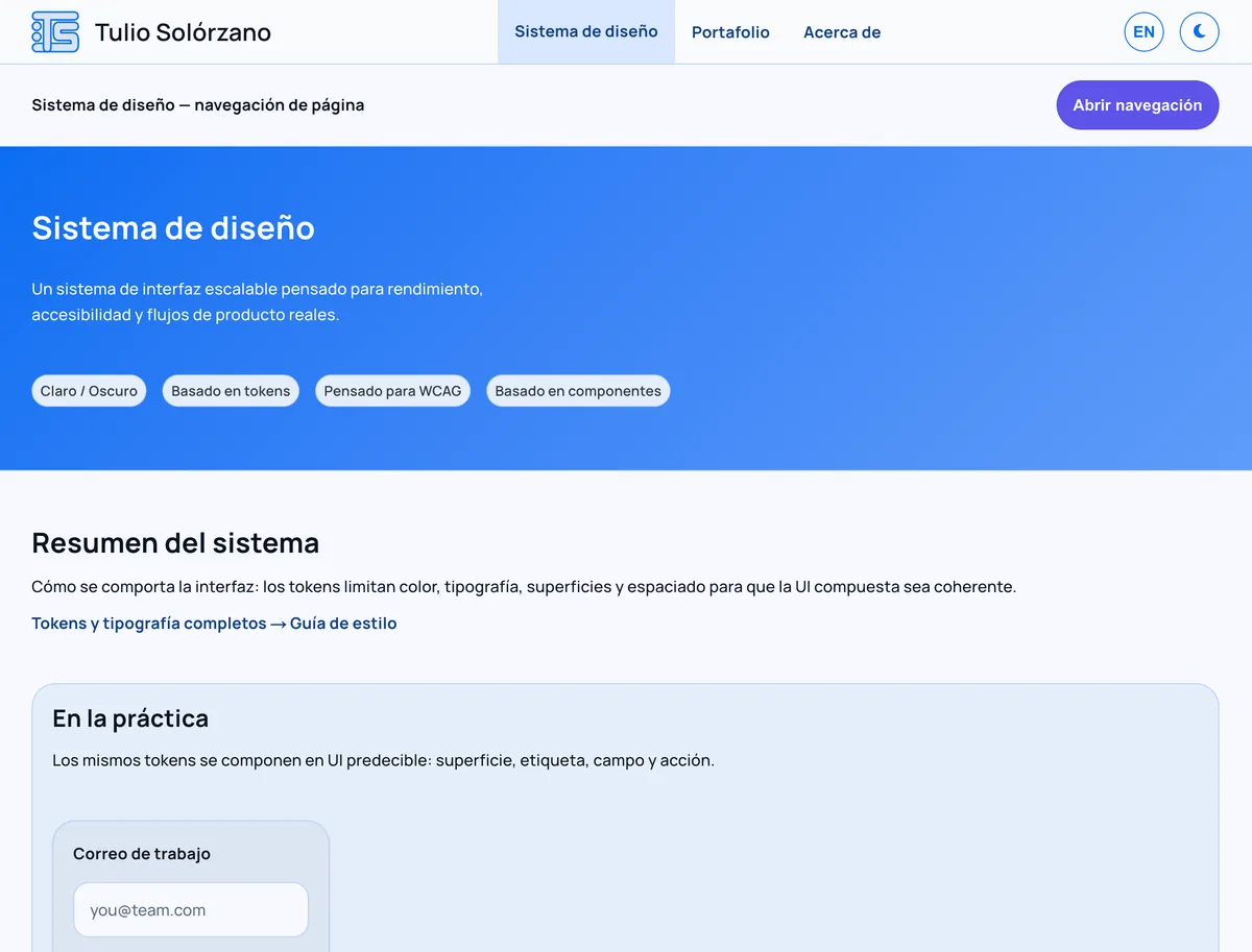 Design System Light Mode Screenshot - Desktop Web - Spanish